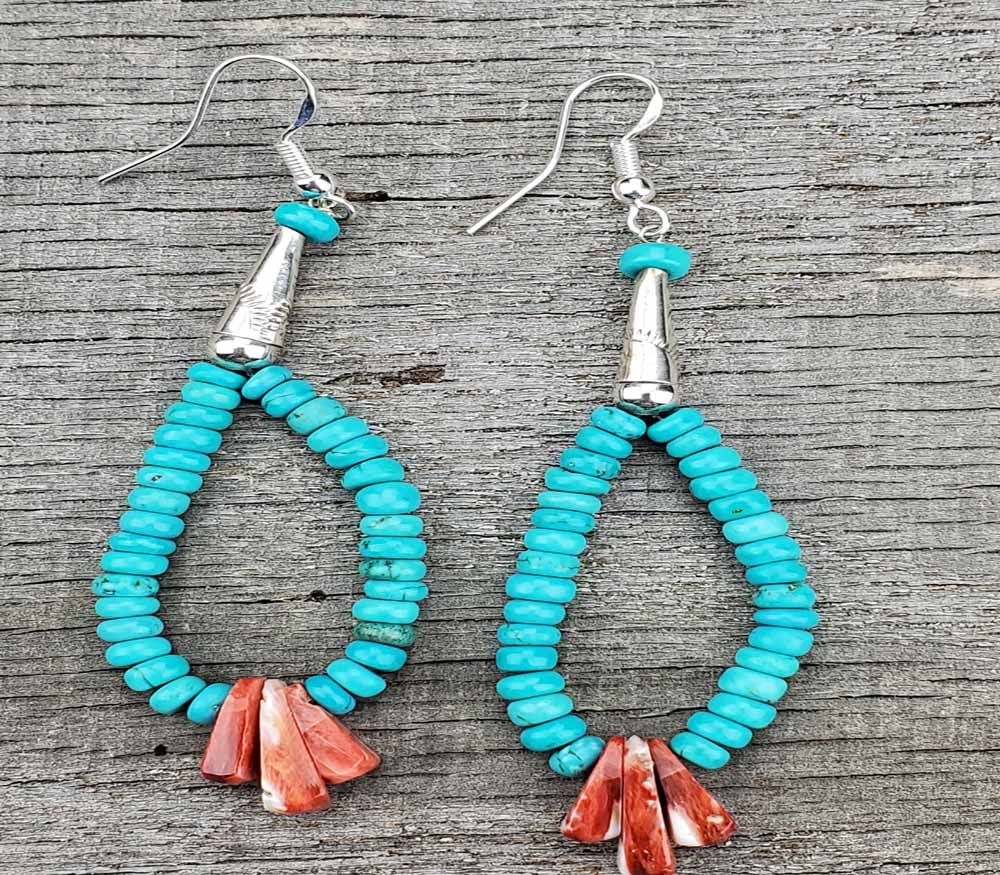 Turquoise Earrings Native American Slab Earrings large  AAA3